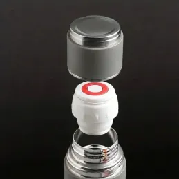 Design-Thermosflasche mit 3 Bechern 400 ml / Grau