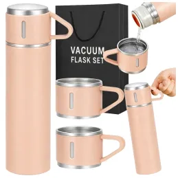 Design-Thermosflasche mit 3 Bechern 400 ml / Rosa