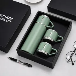 Design-Thermoskanne mit 3 Bechern 400 ml / Grün
