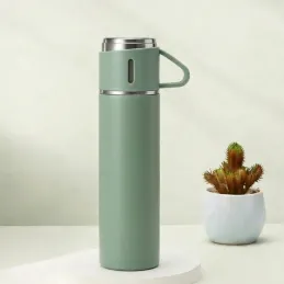 Design-Thermoskanne mit 3 Bechern 400 ml / Grün