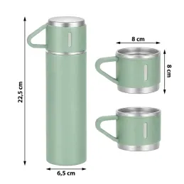 Design-Thermoskanne mit 3 Bechern 400 ml / Grün