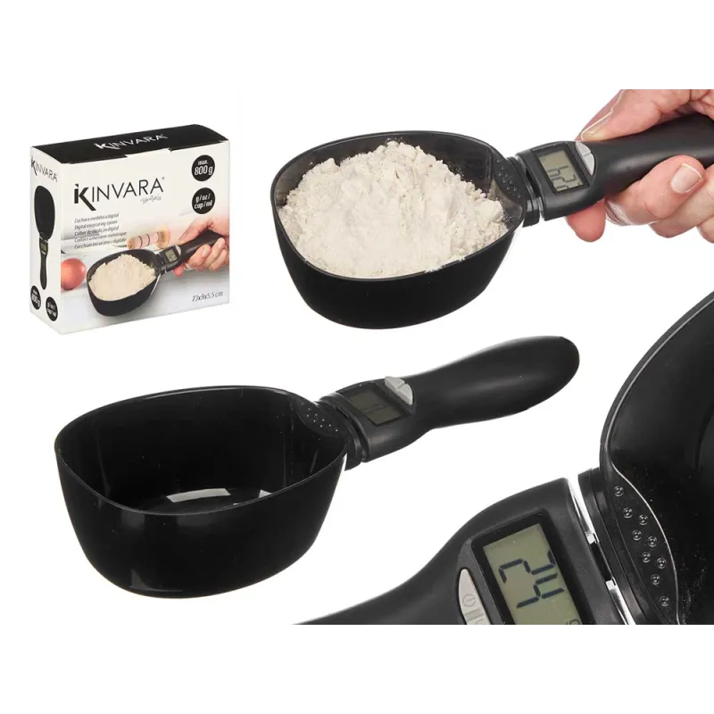 Küchen-Schöpfkelle mit LCD-Display und Waage XXL / Schwarz matt