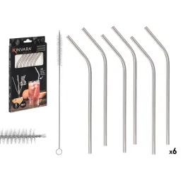 Set aus 6 Edelstahl-Trinkhalmen / Edelstahl