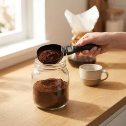 Küchen-Schöpfkelle mit LCD-Display und Waage XXL / Schwarz matt