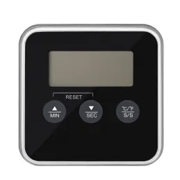 LCD-Lebensmittelthermometer mit Sonde und Magnet / Schwarz