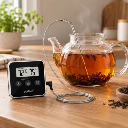 LCD-Lebensmittelthermometer mit Sonde und Magnet / Schwarz