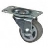 Graues Rad mit weicher Lauffläche, Durchmesser 30 mm, Das Rad ist drehbar.