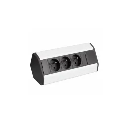 Innen-Steckdosenleiste CORNER FRENCH 3x 230V / Schwarz - Aluminium